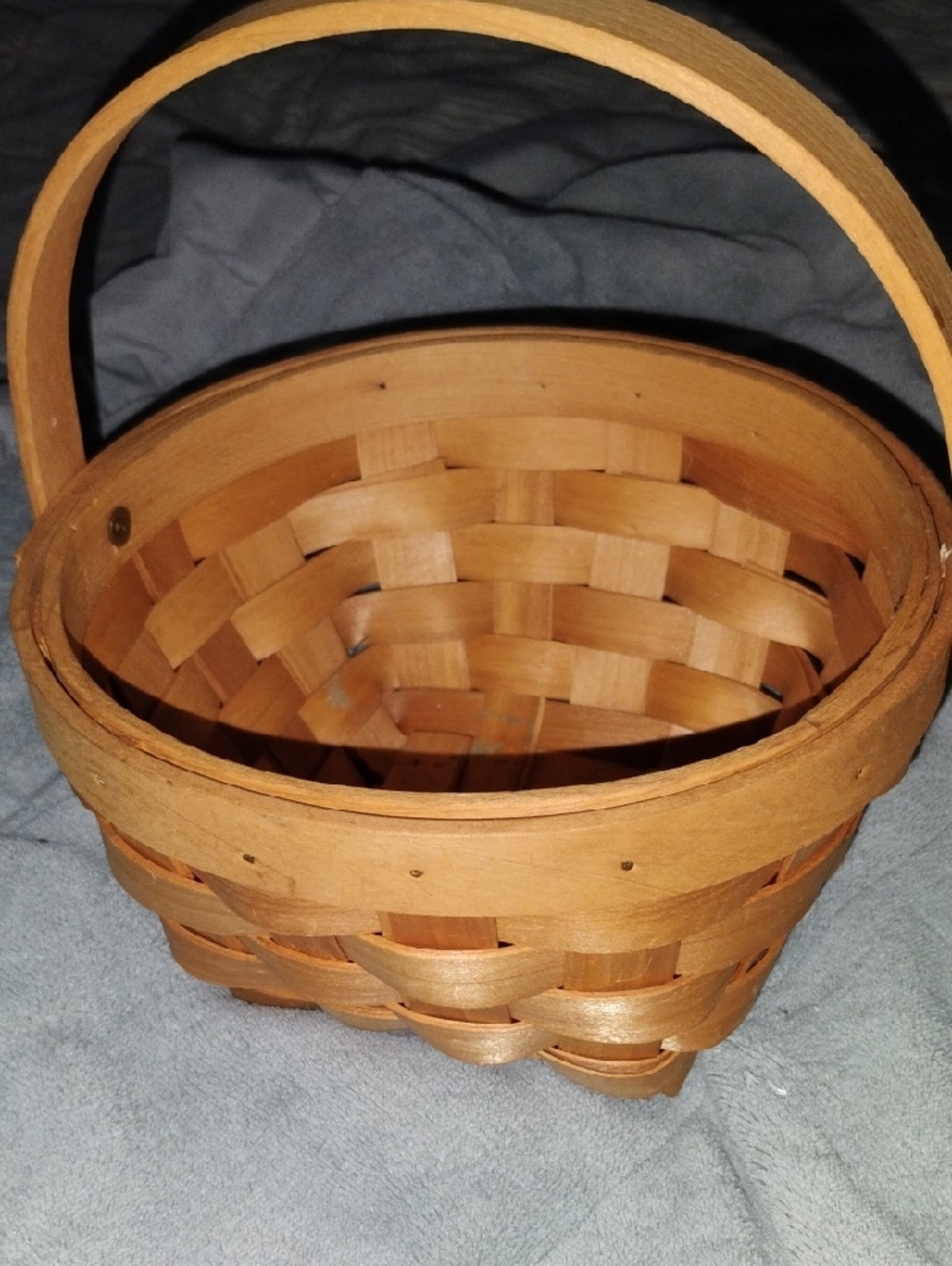 Woven Wood Handle Basket in Brown